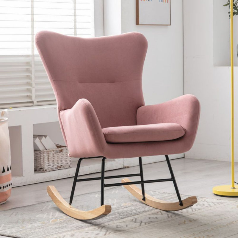 Isabelle & Max™ Simple Upholstered Rocking Chair With Solid Wood Arms